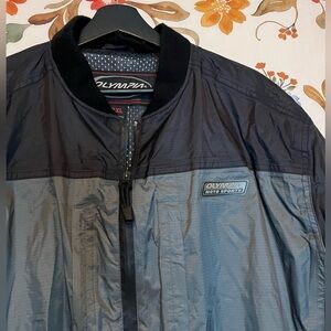 Olympia Moto Sports Women 2XL Black Grey Full Zip Snap Pocket Windbreaker Jacket